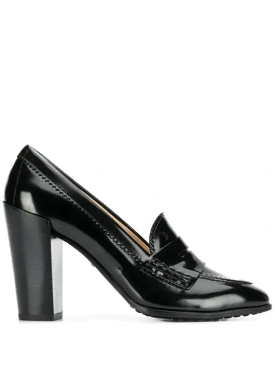 Shop Tod's Loafer Style Pumps In Black