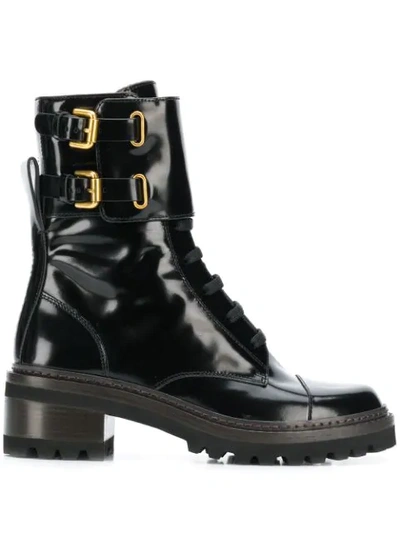 Shop See By Chloé Mallory Biker Boots In Black