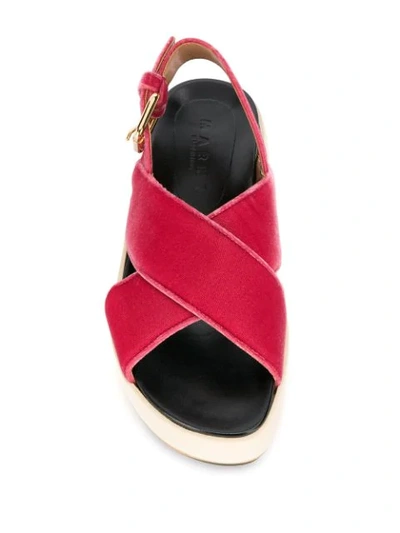 Shop Marni Crisscross Platform Sandals In Pink