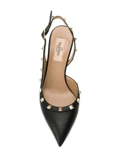 Shop Valentino Rockstud 90mm Slingback Pumps In Black