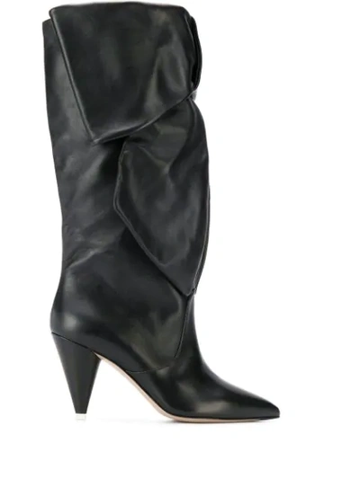 Shop Attico Ruched Boots In Black