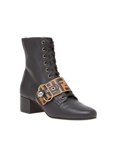 Shop Fendi Ff Motif Ankle Boots In Black