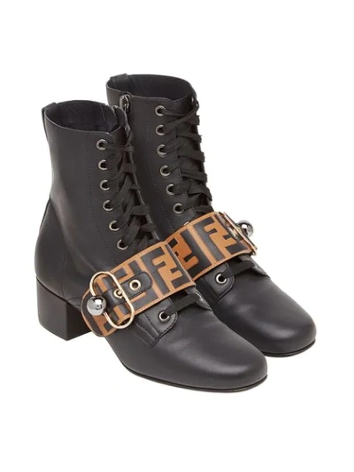 Shop Fendi Ff Motif Ankle Boots In Black