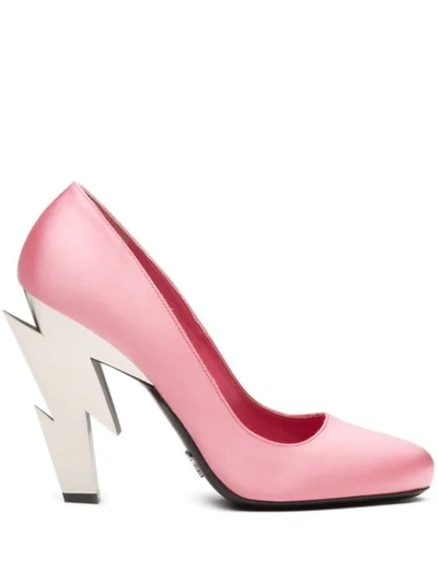Shop Prada Thunder Heel Pumps In Pink