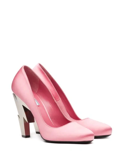 Shop Prada Thunder Heel Pumps In Pink