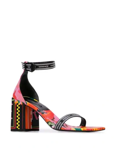 Shop Versace Baroque Print Sandals In Multicolour