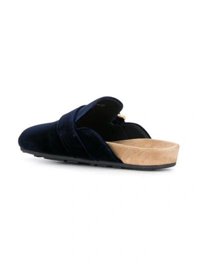 Shop Prada Buckle Slippers In Blue