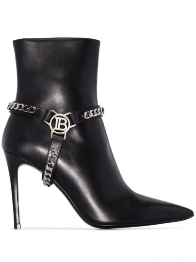 Shop Balmain Ora 95mm Harness Ankle Boots In Black