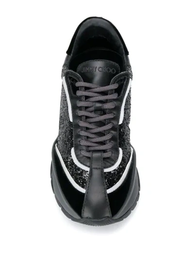Shop Jimmy Choo Raine Galactica Glitter Sneakers In Black