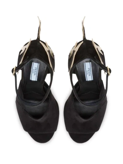 Shop Prada Thunderbolt Detail Sandals In Black