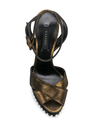 Shop Casadei Metallic Platform Sandals In Brown