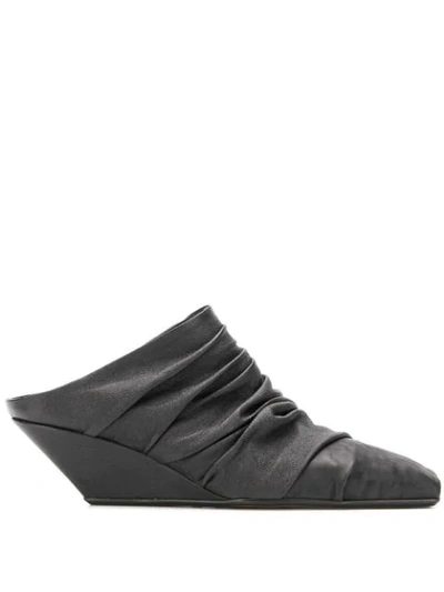 RICK OWENS RUCHE-STYLED MULES - 黑色