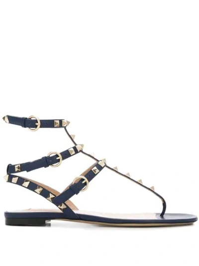 Shop Valentino Garavani Rockstud Sandals In Blue