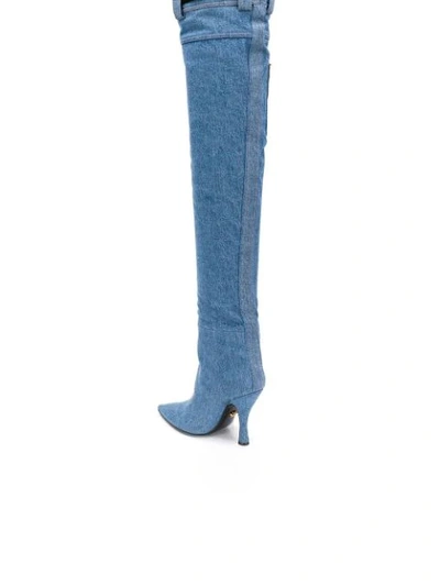 Shop Versace Over The Knee Boots In Blau