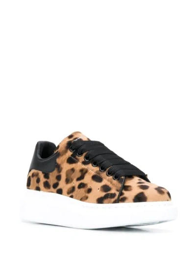 Shop Alexander Mcqueen Oversized Leopard-print Calf Hair Sneakers In Brown