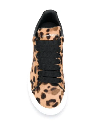 Shop Alexander Mcqueen Oversized Leopard-print Calf Hair Sneakers In Brown