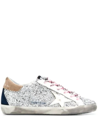 Shop Golden Goose Superstar Glitter Low-top Sneakers In Silver