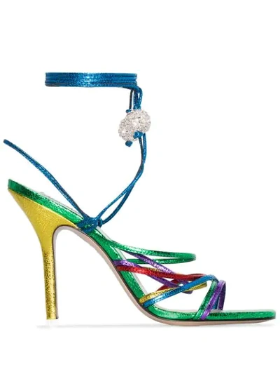 Shop Attico Eve 110mm Strappy Sandals In 021 Multicoloured