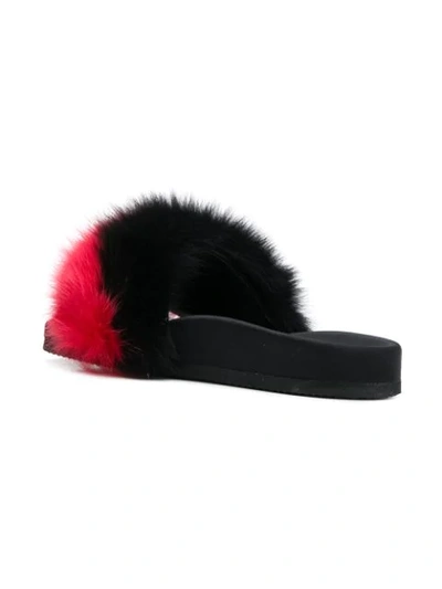 Shop Joshua Sanders Fur Detail Slide Sandals - Black