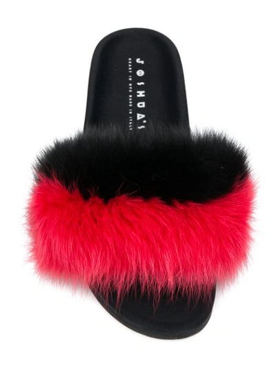 Shop Joshua Sanders Fur Detail Slide Sandals - Black