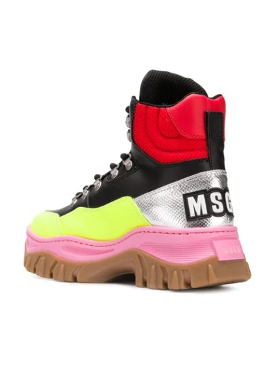 Shop Msgm Tractor Color Block Boots In Black