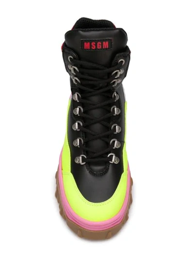 Shop Msgm Tractor Color Block Boots In Black