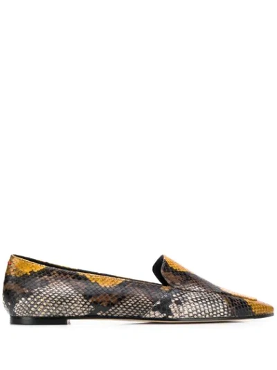 Shop Aeyde Aurora Snake Print Loafers In Neutrals