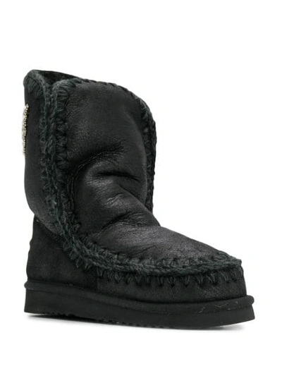 Shop Mou Eskimo Crystal Embellished Boots In Black