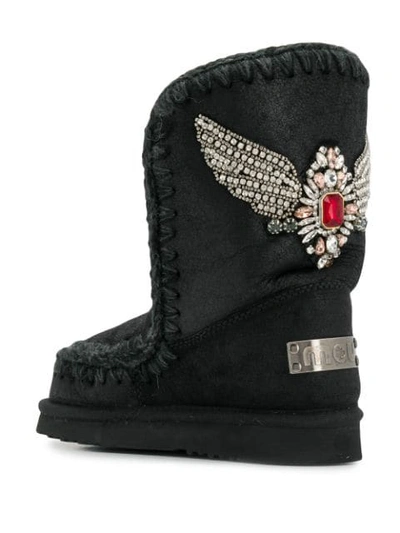 Shop Mou Eskimo Crystal Embellished Boots In Black