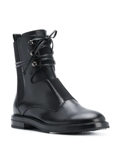 Shop Casadei Lace-up Detail Ankle Boots - Black