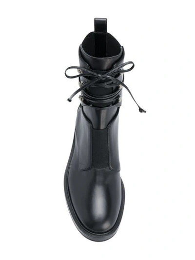 Shop Casadei Lace-up Detail Ankle Boots - Black
