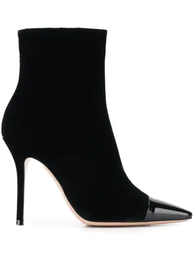 Shop Gianvito Rossi Velvet Ankle Boots In Black
