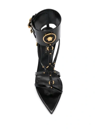 Shop Versace Medusa Strappy Sandals In Black