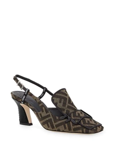 Shop Fendi Ffreedom Slingback Court Shoes In Neutrals