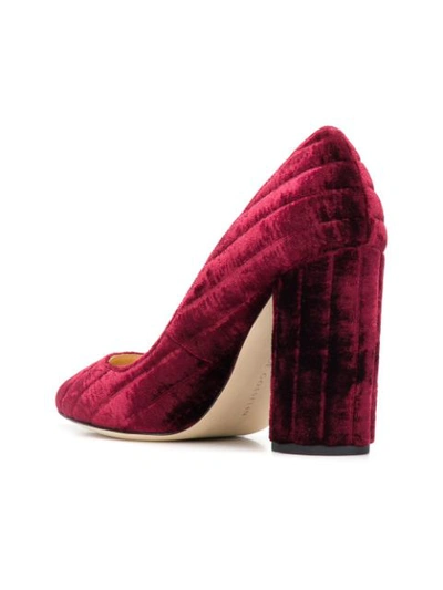 Shop Chloe Gosselin Block Heel Velvet Pumps - Pink