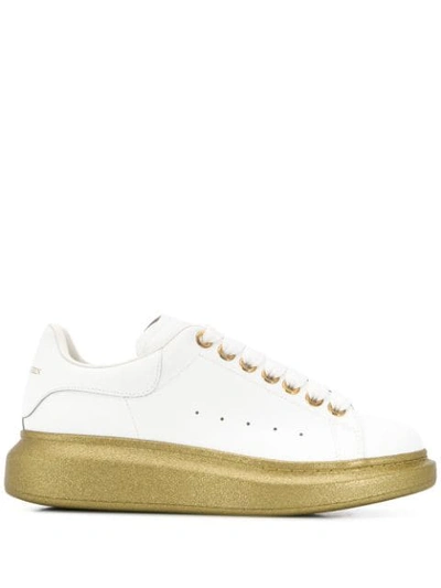 Shop Alexander Mcqueen Oversized Glitter-sole Sneakers In White