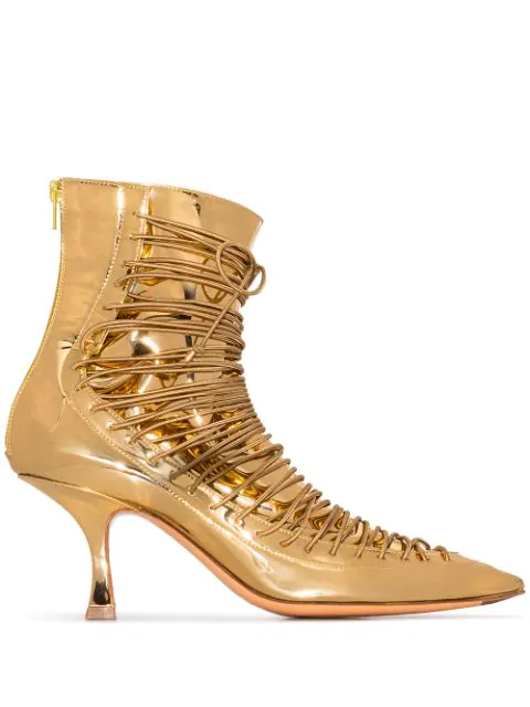 gold lace up boots