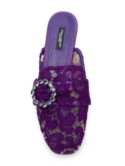 Shop Dolce & Gabbana Jackie Flat Mules - Purple