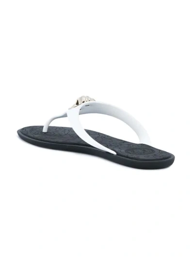 Shop Versace Medusa T-bar Flip Flops - White