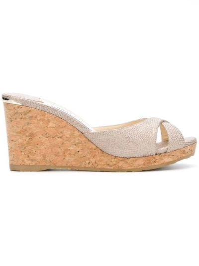 Jimmy Choo Almer 80 Wedge Mules In Pink