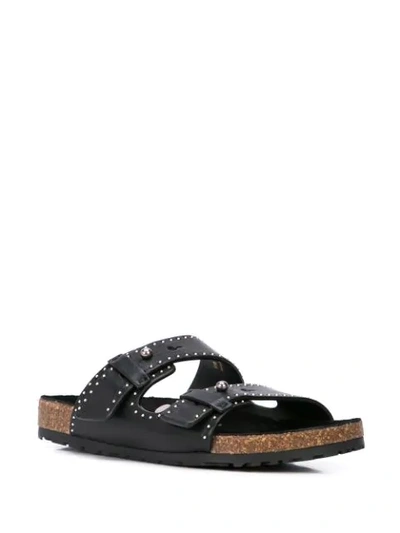 Shop Saint Laurent Jimmy Studded Slides In Black