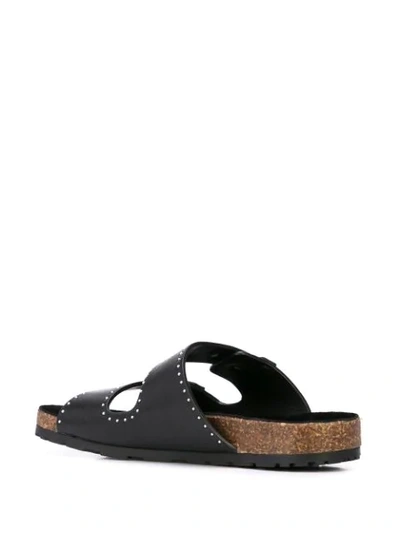 Shop Saint Laurent Jimmy Studded Slides In Black