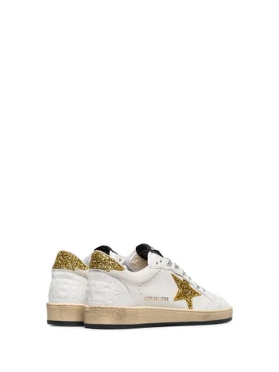 Shop Golden Goose Ball Star Applique Leather Sneakers In White