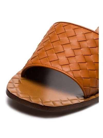 Shop Bottega Veneta Brown Ravello Intrecciato Leather Sandals