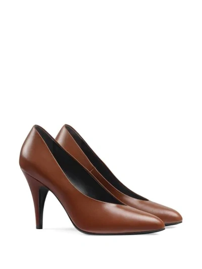 Shop Gucci Leather Pumps In Brown