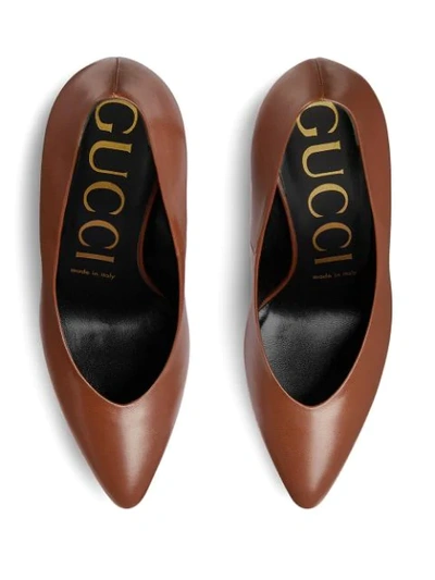 Shop Gucci Leather Pumps In Brown