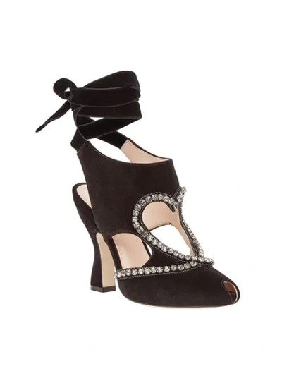 Shop Fendi Wrapped Ankle Sandals In Black