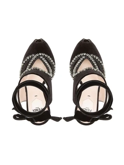 Shop Fendi Wrapped Ankle Sandals In Black