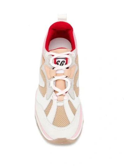 Shop Msgm Panelled Chunky Sneakers In White