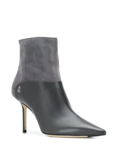 Shop Jimmy Choo Beyla 85 Pointed Toe Boots In Grey